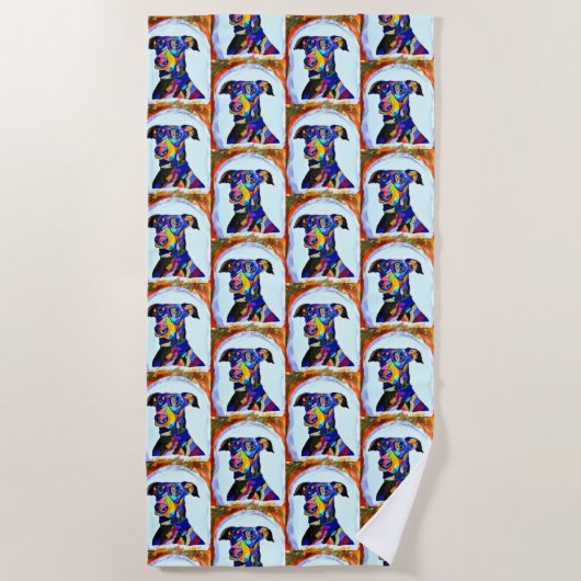 Doberman Love Beach Handdoek (Voorkant)