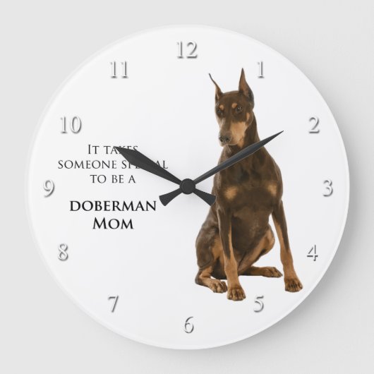 Doberman Mama Clock Grote Klok (Voorkant)