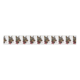 Doberman Merry Kerstmis Grosgrain Lint