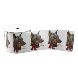 Doberman Merry Kerstmis Grosgrain Lint
