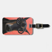 Doberman met bril bagagelabel (Voorkant horizontaal)