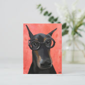 Doberman met bril briefkaart (Staand voorkant)