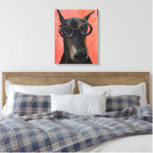 Doberman met bril canvas afdruk (Insitu (Slaapkamer))