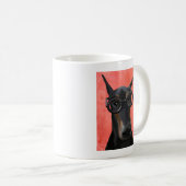 Doberman met bril koffiemok (Voorkant rechts)