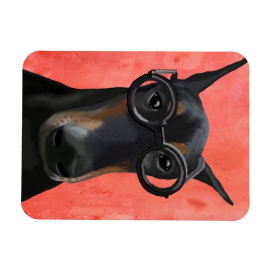 Doberman met bril magneet (Horizontaal)