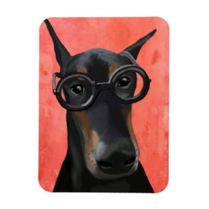 Doberman met bril magneet