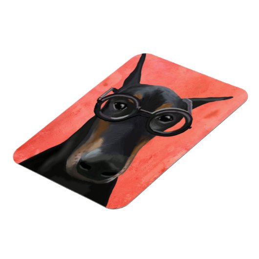 Doberman met bril magneet (Linkerzijde)