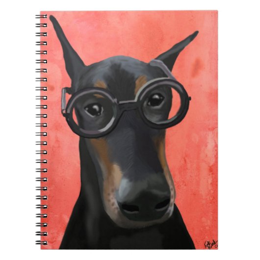 Doberman met bril notitieboek (Voorkant)
