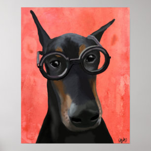 Doberman met bril poster