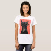 Doberman met bril t-shirt (Voorkant volledig)