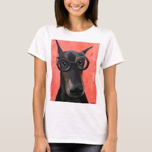 Doberman met bril t-shirt