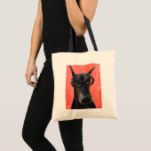 Doberman met bril tote bag (Voorkant (product))
