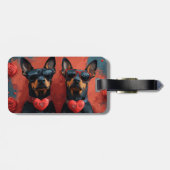 Doberman met hart Rozen Valentijnsdag Bagagelabel (Achterkant horizontaal)