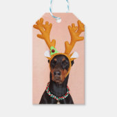 Doberman met Horns van een Deer Cadeaulabel (Voorkant)