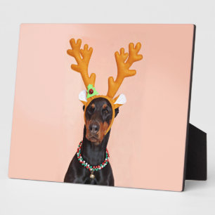 Doberman met Horns van een Deer Fotoplaat
