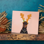 Doberman met Horns van een Deer Fotoplaat (Zijkant)