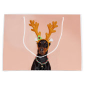 Doberman met Horns van een Deer Groot Cadeauzakje (Voorkant)