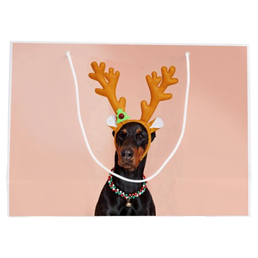 Doberman met Horns van een Deer Groot Cadeauzakje (Achterkant)