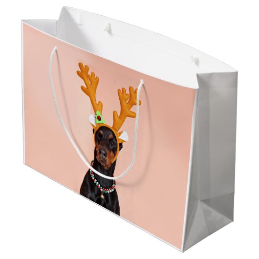 Doberman met Horns van een Deer Groot Cadeauzakje (Achterkant Gekanteld)