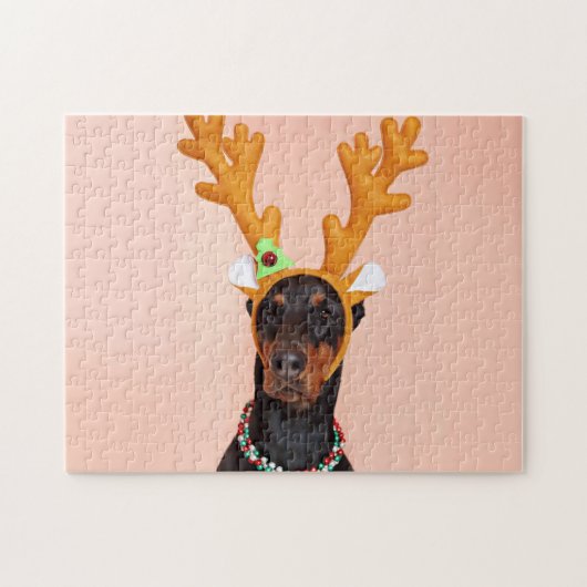 Doberman met Horns van een Deer Legpuzzel (Horizontaal)
