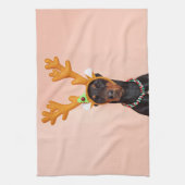 Doberman met Horns van een Deer Theedoek (Verticaal)