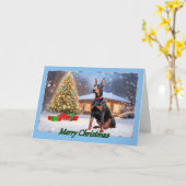 Doberman met kerstboom Kaart (Gele Bloem)