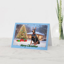 Doberman met kerstboom Kaart