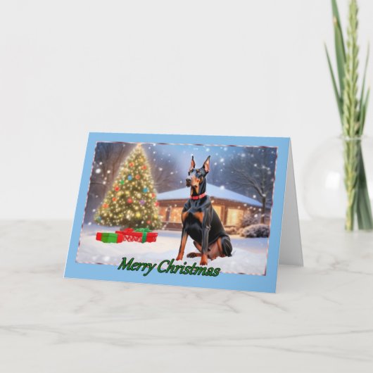 Doberman met kerstboom Kaart (Voorkant)
