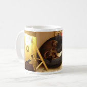 Doberman met puppy koffiemok (Voorkant links)