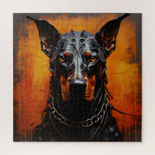 Doberman Metalen Kunst Silhouet Square Legpuzzel