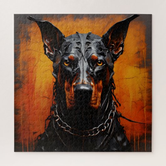 Doberman Metalen Kunst Silhouet Square Legpuzzel (Verticaal)