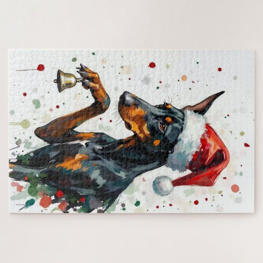 Doberman Minimalist Christmas Bell Balance Hat Legpuzzel (Horizontaal)