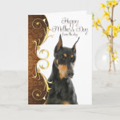 Doberman Moederdag Kaart (Gele Bloem)