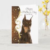 Doberman Moederdag Kaart (Gele Bloem)