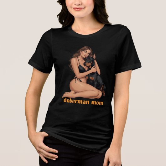 Doberman Mom Tri-Blend Shirt (Voorkant)