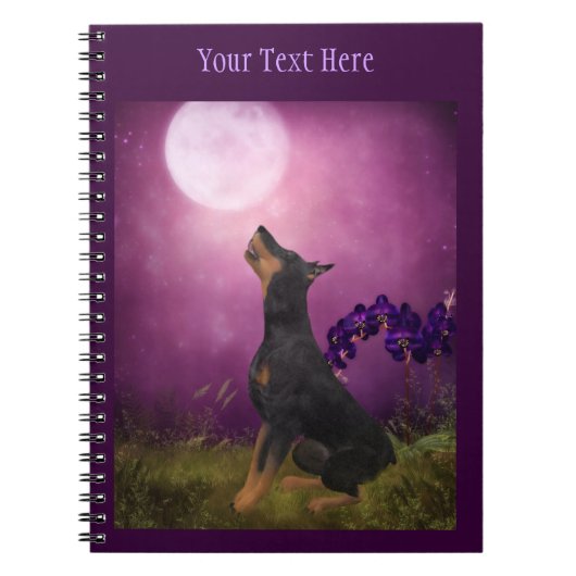 Doberman Moon Fantasy Dog Art Notitieboek (Voorkant)