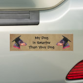 Doberman My Dog Is Smarter Than Funny Bumpersticker (Op auto)