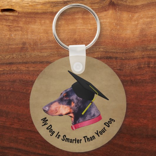 Doberman My Dog Is Smarter Than Your Dog Funny Sleutelhanger (Achterkant)