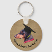 Doberman My Dog Is Smarter Than Your Dog Funny Sleutelhanger (Achterkant)