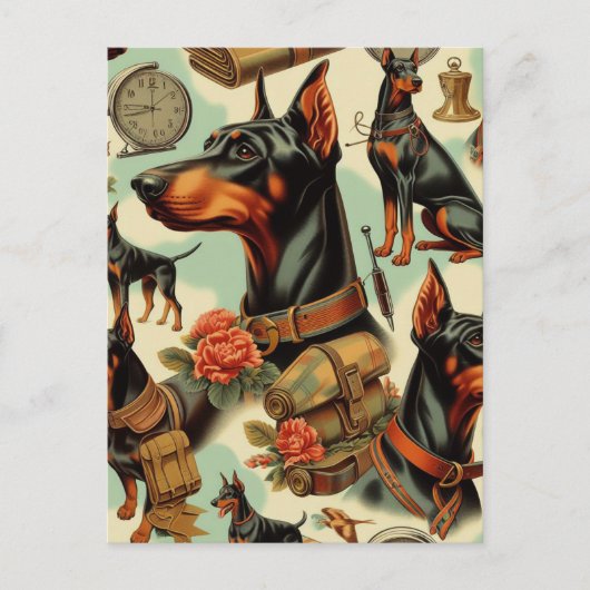Doberman naadloos schilderen Briefkaart (Voorkant)