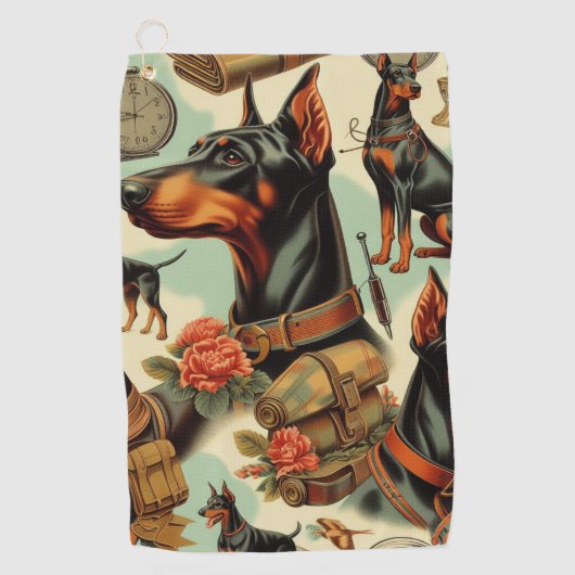 Doberman naadloos schilderen Golfhanddoek (Voorkant)