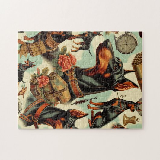  Doberman naadloos schilderen Legpuzzel (Horizontaal)