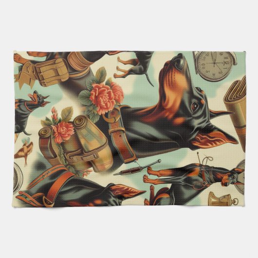  Doberman naadloos schilderen Theedoek (Horizontaal)