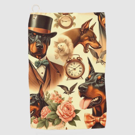  Doberman naadloze illustratie Golfhanddoek (Voorkant)