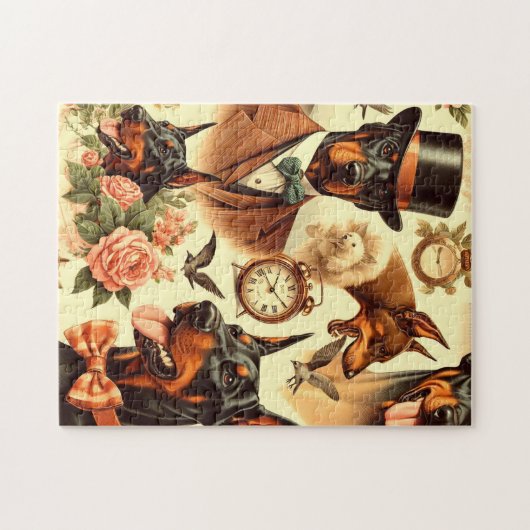  Doberman naadloze illustratie Legpuzzel (Horizontaal)