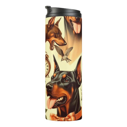 Doberman naadloze illustratie Thermosbeker (Geroteerd rechts)