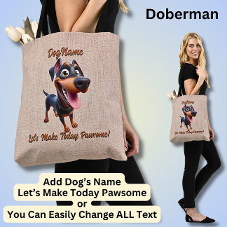 Doberman - Naam hond toevoegen, tekst wijzigen Tote Bag