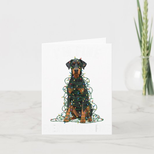 Doberman Nscher Christmas I'm Fine Everything Is F Kaart (Voorkant)
