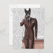 Doberman op telefoon briefkaart (Voorkant / Achterkant)