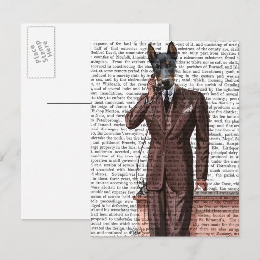 Doberman op telefoon briefkaart (Voorkant / Achterkant)